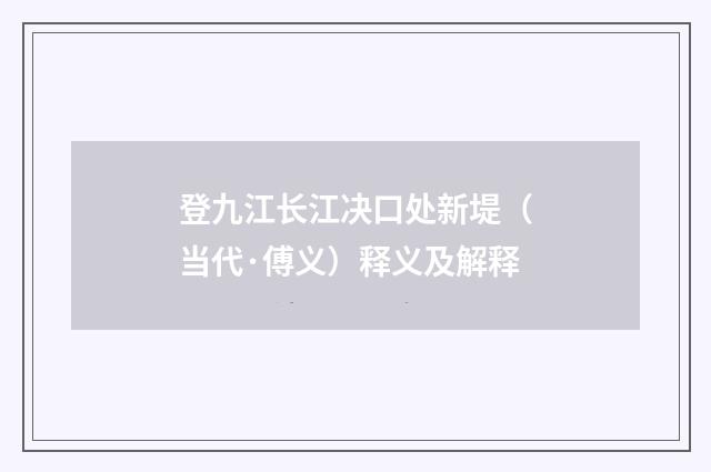 登九江长江决口处新堤（当代·傅义）释义及解释