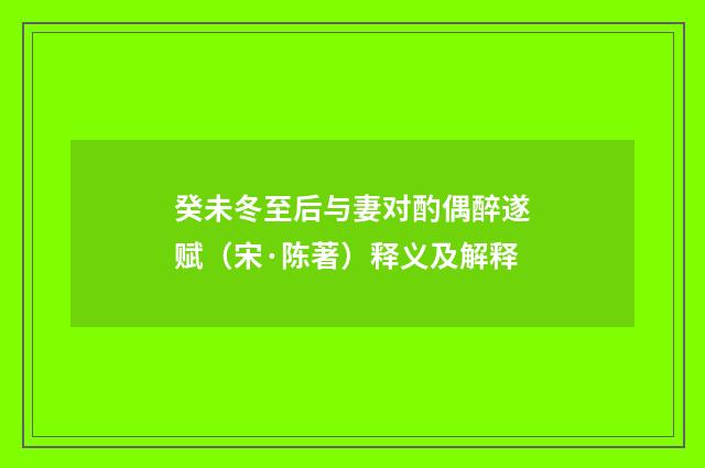 癸未冬至后与妻对酌偶醉遂赋（宋·陈著）释义及解释
