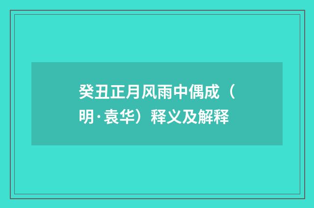 癸丑正月风雨中偶成（明·袁华）释义及解释