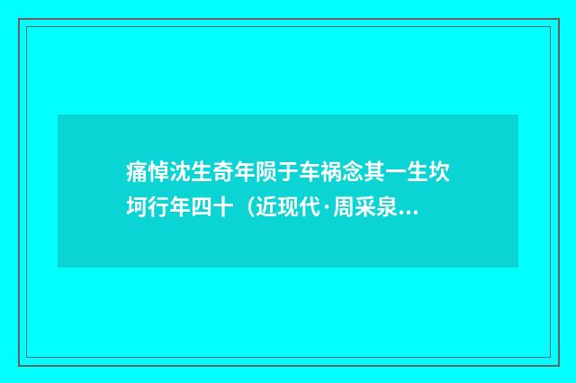 痛悼沈生奇年陨于车祸念其一生坎坷行年四十（近现代·周采泉）释义及解释
