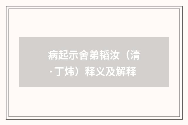 病起示舍弟韬汝（清·丁炜）释义及解释