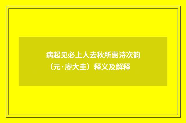 病起见必上人去秋所惠诗次韵（元·廖大圭）释义及解释