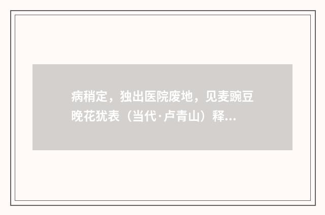 病稍定，独出医院废地，见麦豌豆晚花犹表（当代·卢青山）释义及解释