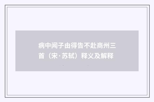 病中闻子由得告不赴商州三首（宋·苏轼）释义及解释