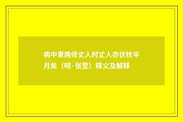 病中柬两修丈人时丈人亦伏枕半月矣（明·张萱）释义及解释