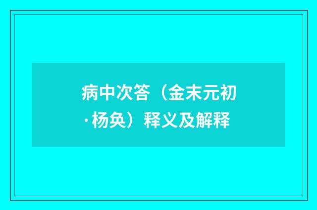 病中次答（金末元初·杨奂）释义及解释