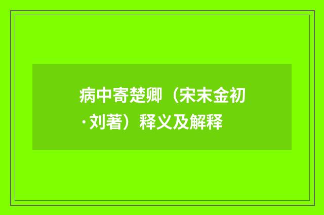 病中寄楚卿（宋末金初·刘著）释义及解释