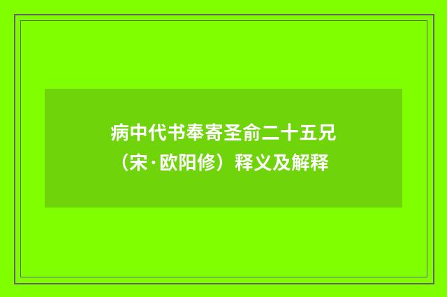 病中代书奉寄圣俞二十五兄（宋·欧阳修）释义及解释