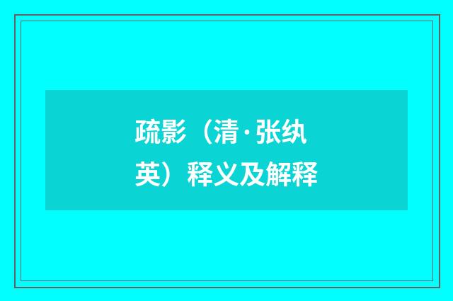 疏影（清·张纨英）释义及解释