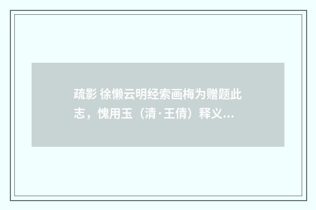 疏影 徐懒云明经索画梅为赠题此志，愧用玉（清·王倩）释义及解释