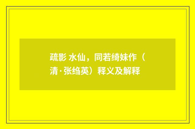 疏影 水仙，同若绮妹作（清·张绉英）释义及解释
