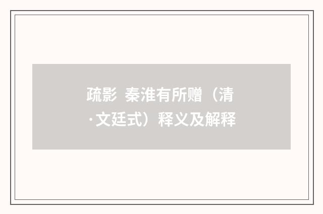 疏影 秦淮有所赠（清·文廷式）释义及解释