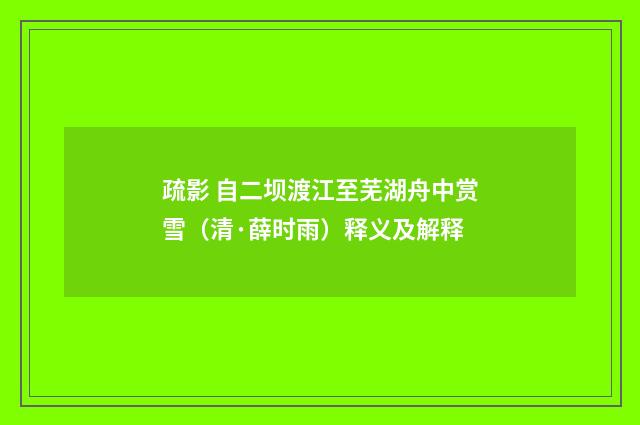 疏影 自二坝渡江至芜湖舟中赏雪（清·薛时雨）释义及解释