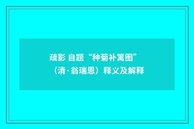 疏影 自题“种菊补篱图”（清·翁瑞恩）释义及解释