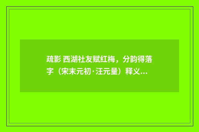 疏影 西湖社友赋红梅，分韵得落字（宋末元初·汪元量）释义及解释