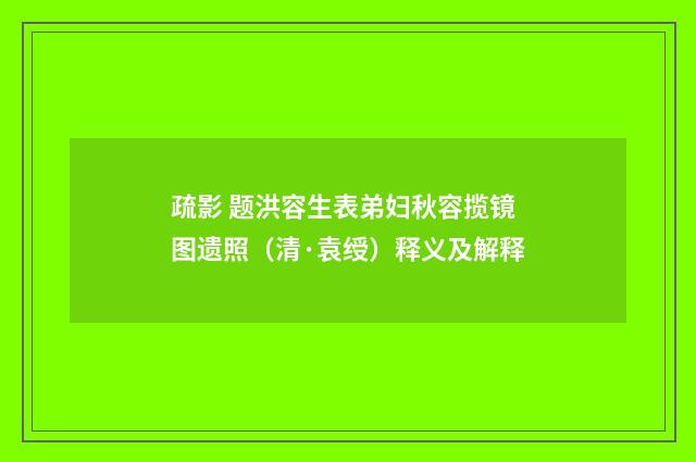 疏影 题洪容生表弟妇秋容揽镜图遗照（清·袁绶）释义及解释