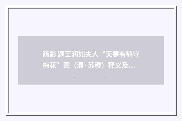 疏影 题王润如夫人“天寒有鹤守梅花”图（清·苏穆）释义及解释