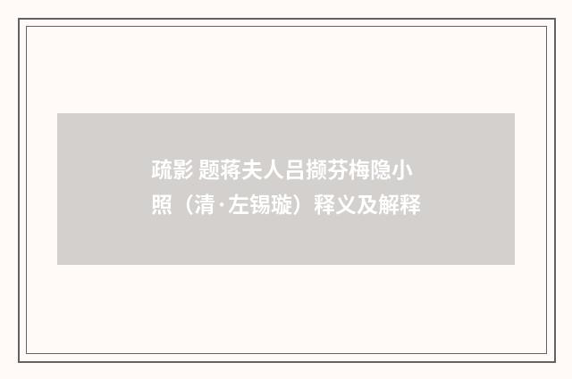 疏影 题蒋夫人吕撷芬梅隐小照（清·左锡璇）释义及解释