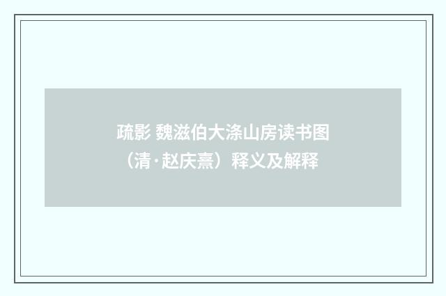 疏影 魏滋伯大涤山房读书图（清·赵庆熹）释义及解释