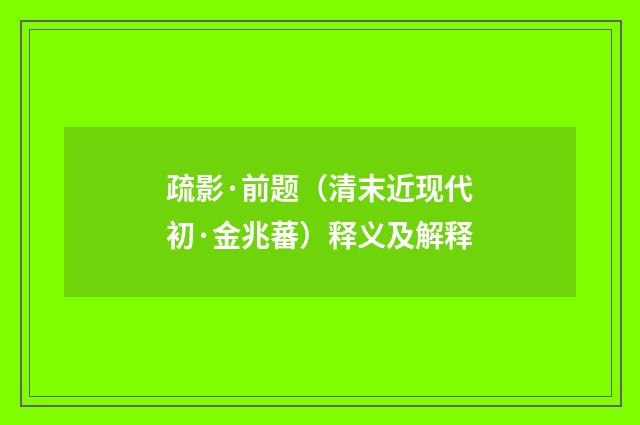 疏影·前题（清末近现代初·金兆蕃）释义及解释