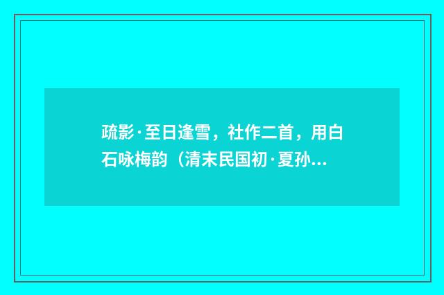 疏影·至日逢雪，社作二首，用白石咏梅韵（清末民国初·夏孙桐）释义及解释