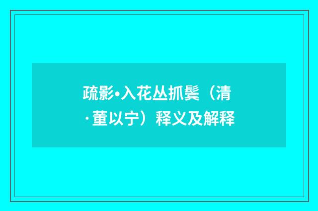 疏影•入花丛抓鬓（清·董以宁）释义及解释