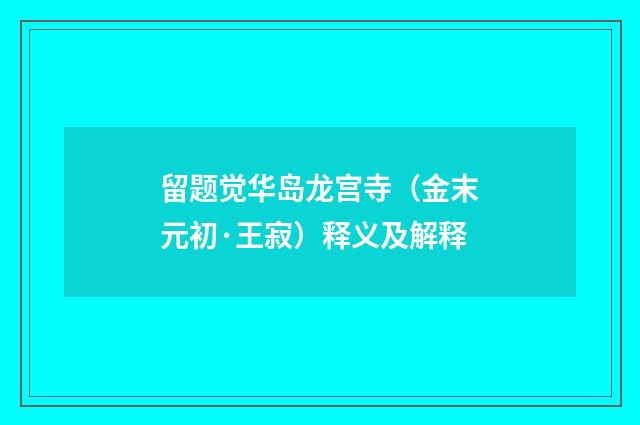 留题觉华岛龙宫寺（金末元初·王寂）释义及解释