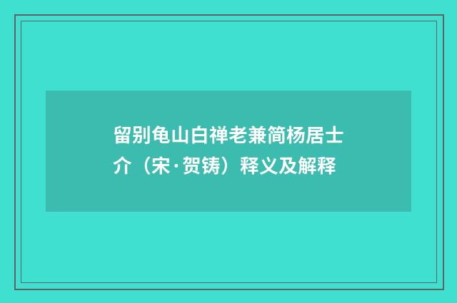留别龟山白禅老兼简杨居士介（宋·贺铸）释义及解释