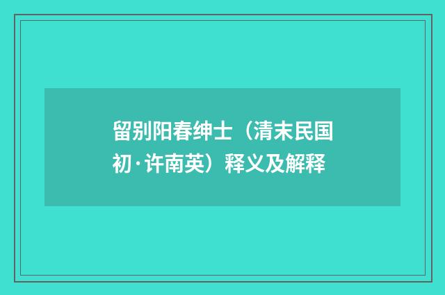 留别阳春绅士（清末民国初·许南英）释义及解释