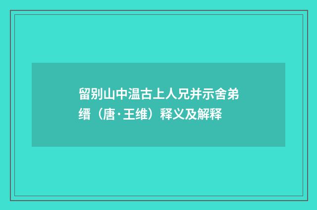 留别山中温古上人兄并示舍弟缙（唐·王维）释义及解释