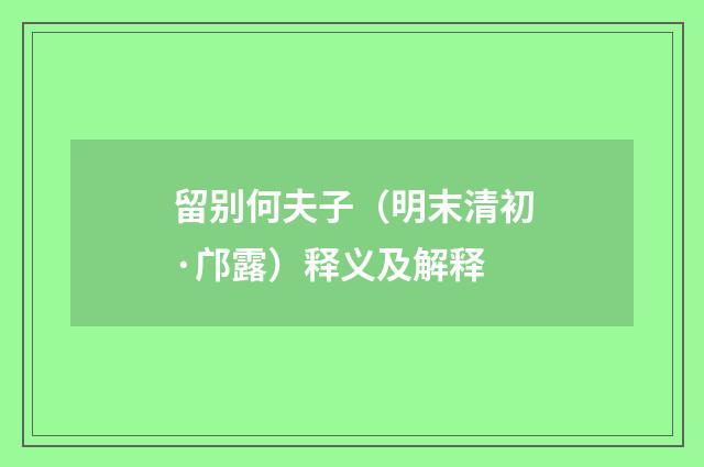 留别何夫子（明末清初·邝露）释义及解释