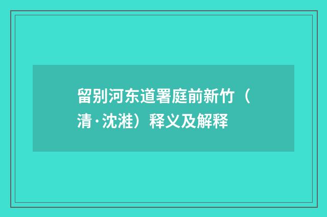 留别河东道署庭前新竹（清·沈溎）释义及解释
