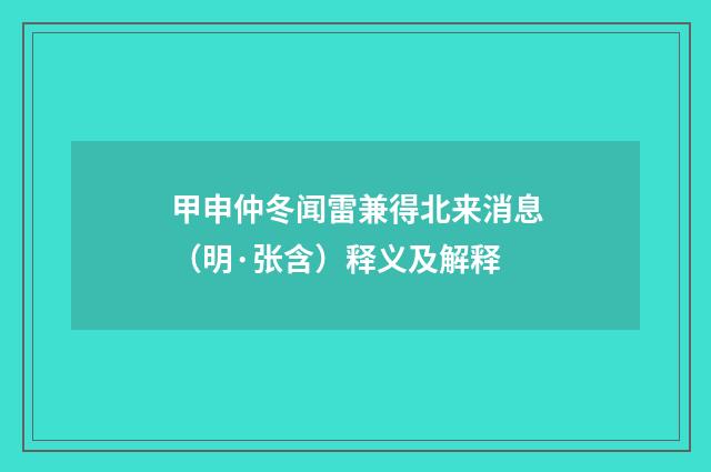 甲申仲冬闻雷兼得北来消息（明·张含）释义及解释