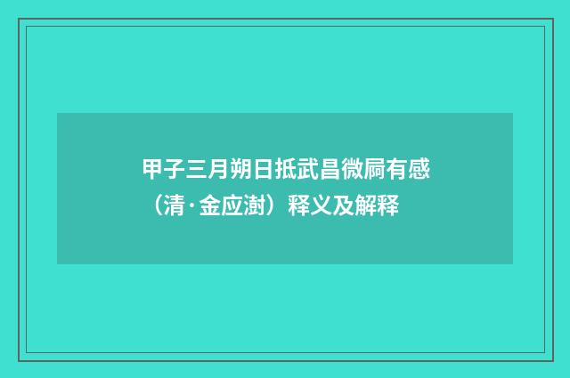 甲子三月朔日抵武昌微屙有感（清·金应澍）释义及解释