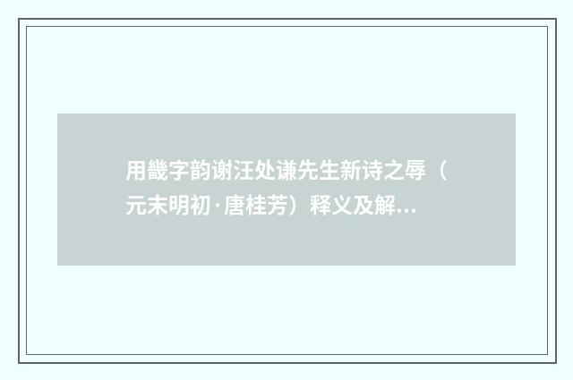 用畿字韵谢汪处谦先生新诗之辱（元末明初·唐桂芳）释义及解释