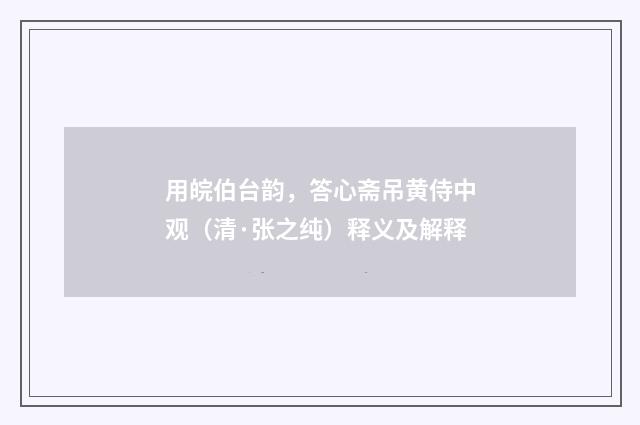 用皖伯台韵，答心斋吊黄侍中观（清·张之纯）释义及解释