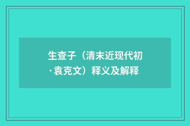 生查子（清末近现代初·袁克文）释义及解释