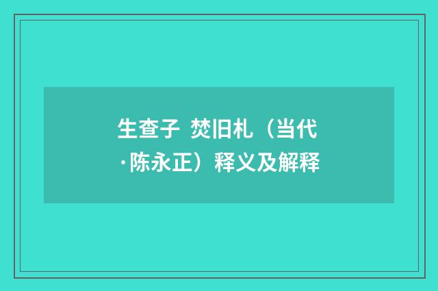 生查子 焚旧札（当代·陈永正）释义及解释