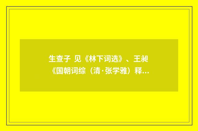 生查子 见《林下词选》、王昶《国朝词综（清·张学雅）释义及解释