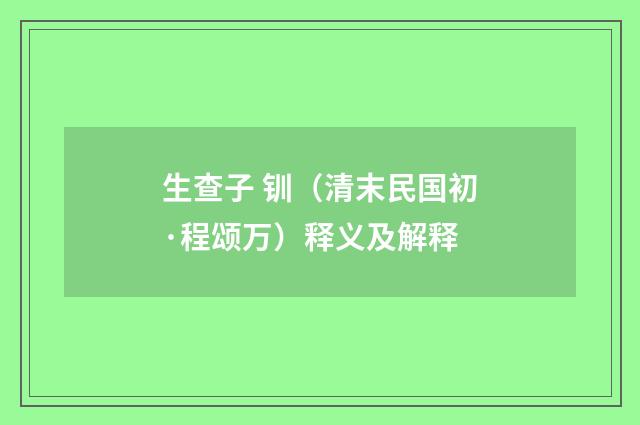 生查子 钏（清末民国初·程颂万）释义及解释