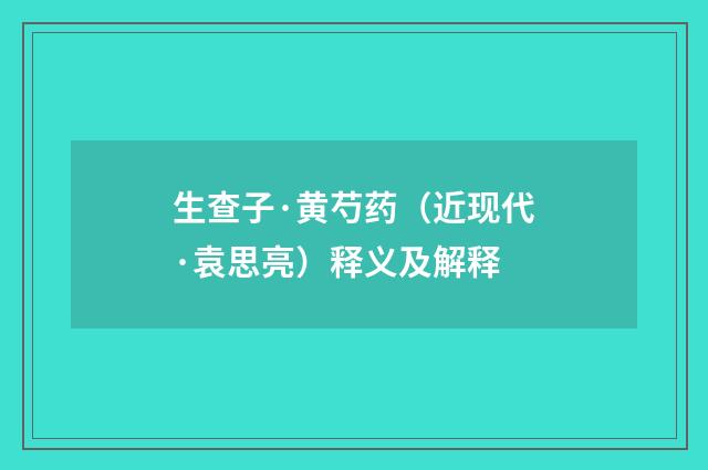 生查子·黄芍药（近现代·袁思亮）释义及解释