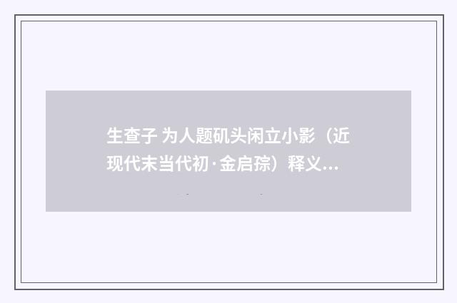 生查子 为人题矶头闲立小影（近现代末当代初·金启孮）释义及解释