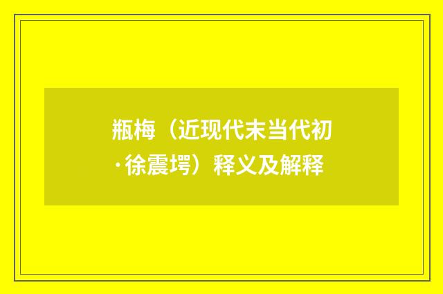 瓶梅（近现代末当代初·徐震堮）释义及解释