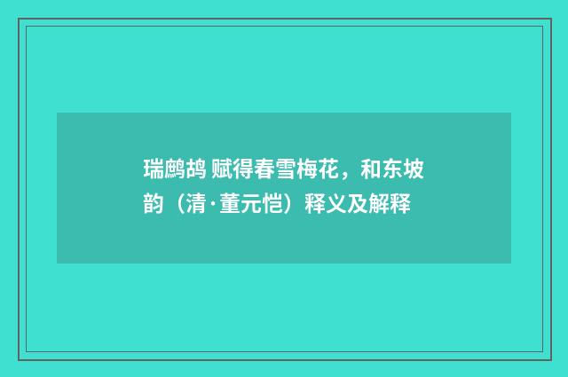 瑞鹧鸪 赋得春雪梅花，和东坡韵（清·董元恺）释义及解释