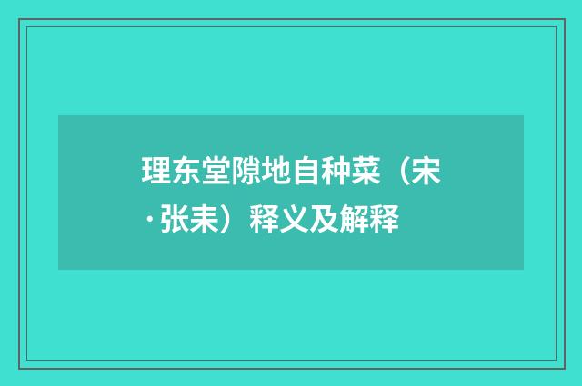 理东堂隙地自种菜（宋·张耒）释义及解释