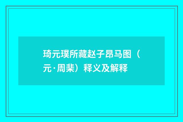 琦元璞所藏赵子昂马图（元·周棐）释义及解释