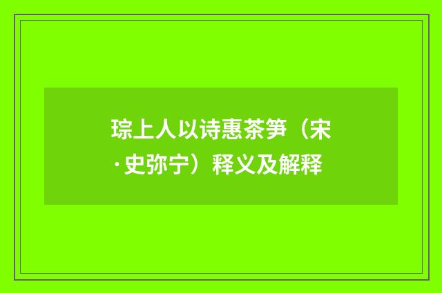 琮上人以诗惠茶笋（宋·史弥宁）释义及解释