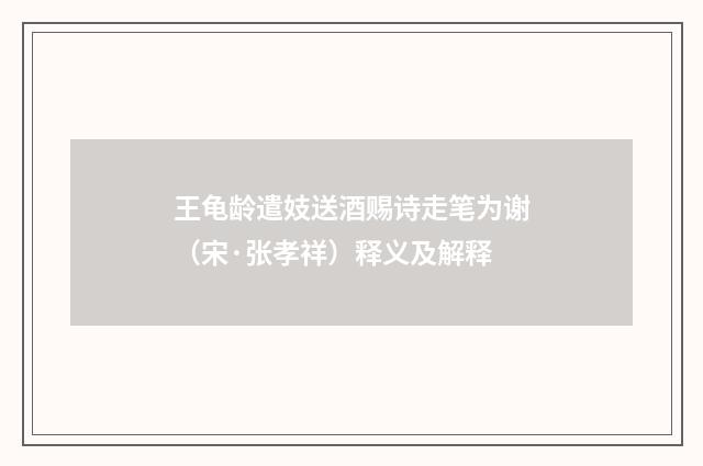 王龟龄遣妓送酒赐诗走笔为谢（宋·张孝祥）释义及解释