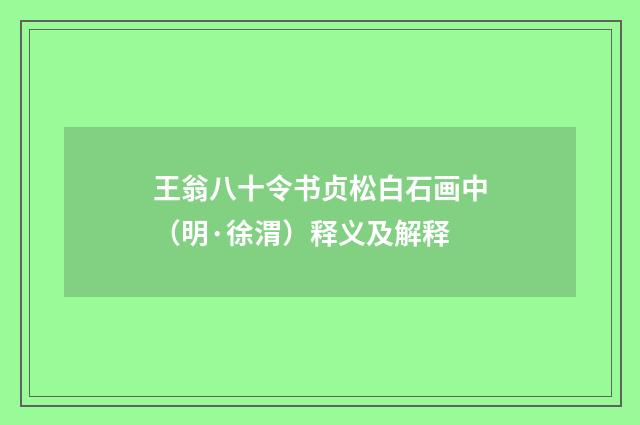 王翁八十令书贞松白石画中（明·徐渭）释义及解释