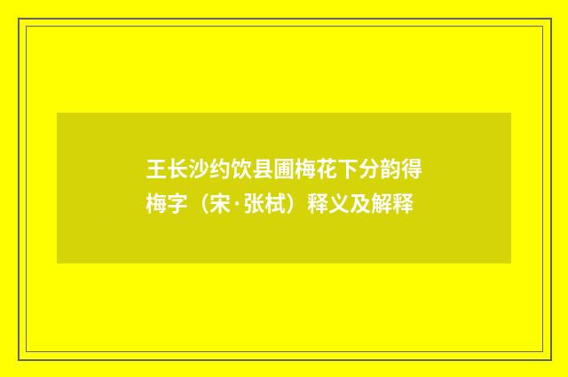 王长沙约饮县圃梅花下分韵得梅字（宋·张栻）释义及解释